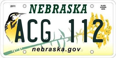 NE license plate ACG112