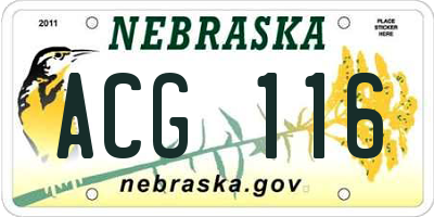 NE license plate ACG116