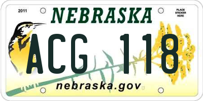 NE license plate ACG118