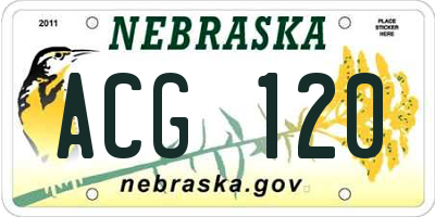 NE license plate ACG120