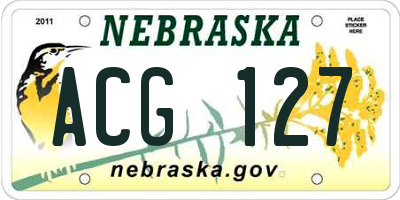 NE license plate ACG127
