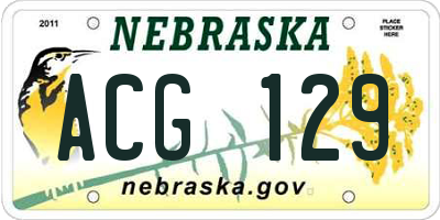 NE license plate ACG129