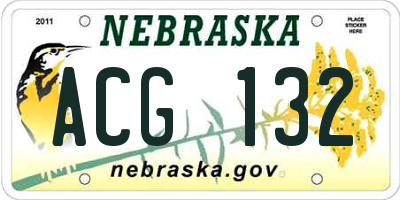 NE license plate ACG132