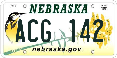 NE license plate ACG142