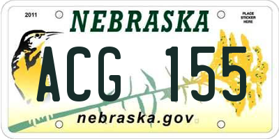 NE license plate ACG155