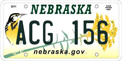 NE license plate ACG156