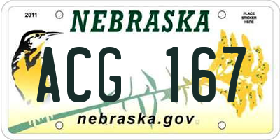 NE license plate ACG167