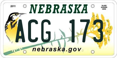 NE license plate ACG173