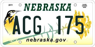 NE license plate ACG175