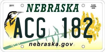 NE license plate ACG182