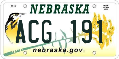 NE license plate ACG191