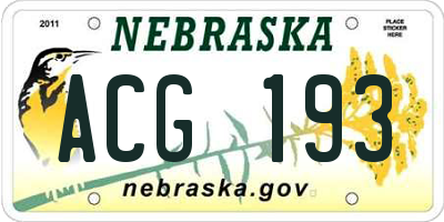 NE license plate ACG193