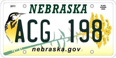 NE license plate ACG198