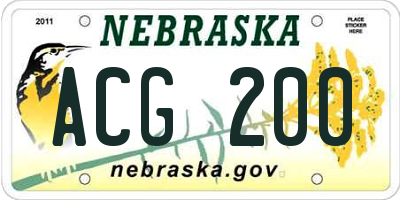 NE license plate ACG200