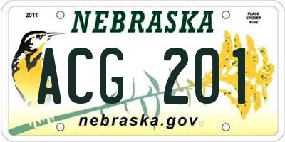 NE license plate ACG201