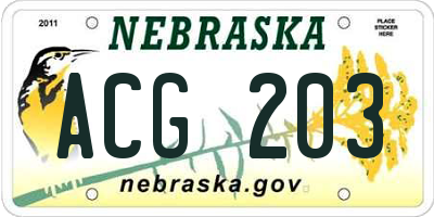 NE license plate ACG203