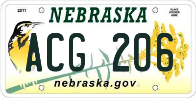 NE license plate ACG206