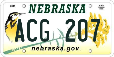 NE license plate ACG207