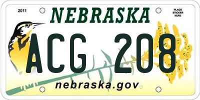 NE license plate ACG208