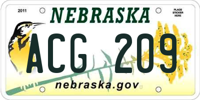 NE license plate ACG209