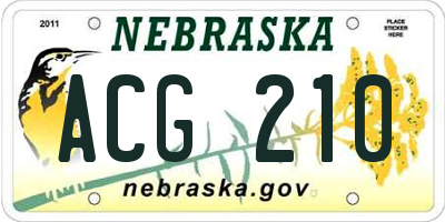 NE license plate ACG210