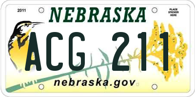 NE license plate ACG211