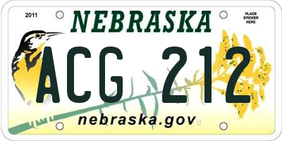 NE license plate ACG212