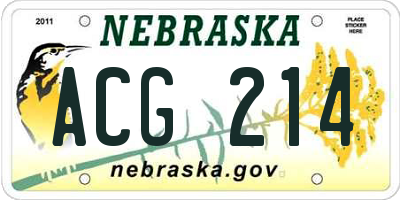 NE license plate ACG214