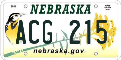 NE license plate ACG215