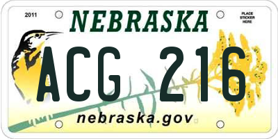 NE license plate ACG216