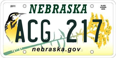 NE license plate ACG217