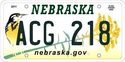 NE license plate ACG218