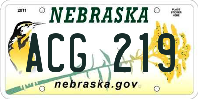 NE license plate ACG219