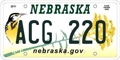 NE license plate ACG220