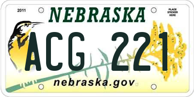 NE license plate ACG221