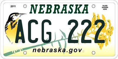 NE license plate ACG222