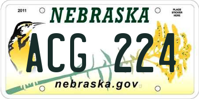 NE license plate ACG224