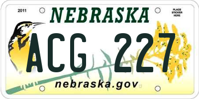 NE license plate ACG227