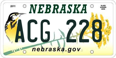 NE license plate ACG228