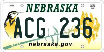 NE license plate ACG236