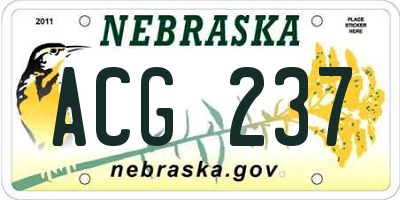 NE license plate ACG237