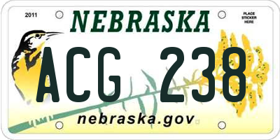 NE license plate ACG238