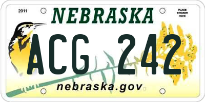 NE license plate ACG242