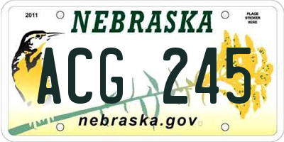 NE license plate ACG245