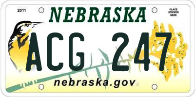 NE license plate ACG247