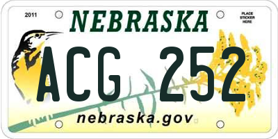 NE license plate ACG252