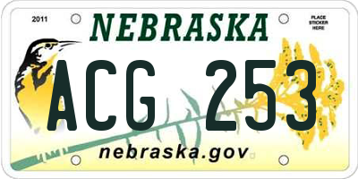 NE license plate ACG253