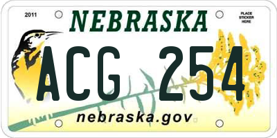 NE license plate ACG254