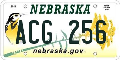 NE license plate ACG256