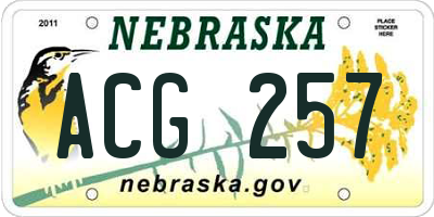 NE license plate ACG257